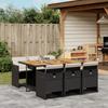 Vidaxl 7-Cz. Garden Furniture Set With Cushions, Black, Poly Rattan