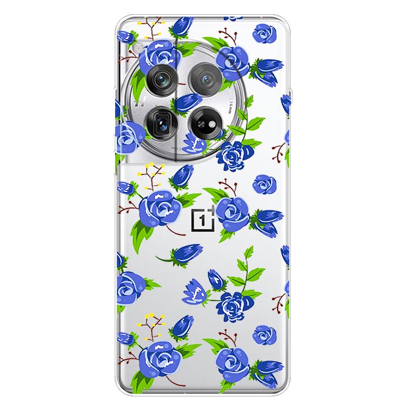 For OnePlus 12 Case 12R 5G Flower Clear TPU Soft Silicone Transparent Back Case for One plus 12R Cover on for Oneplus12 5G Coque