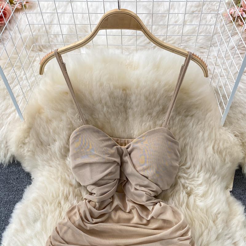 RUGOD Sexy Hot Girl Backless Suspender Dress Women's 2022 New Summer Blue Tight Hip Short Dress