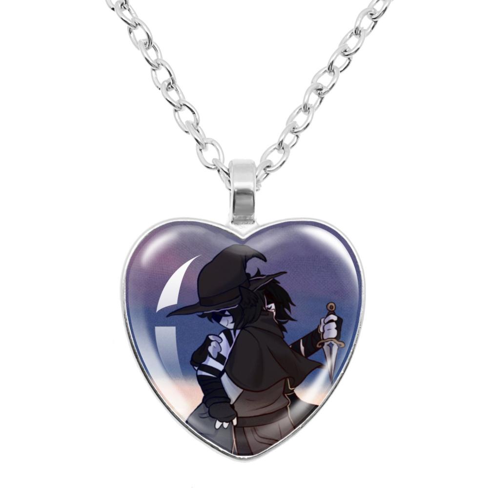 Game Forsaken Azure Anime Azure x Two Time Fanart Funny MeMe Glass Heart Shape Pendant Necklace Jewelry Charm Collect Gift