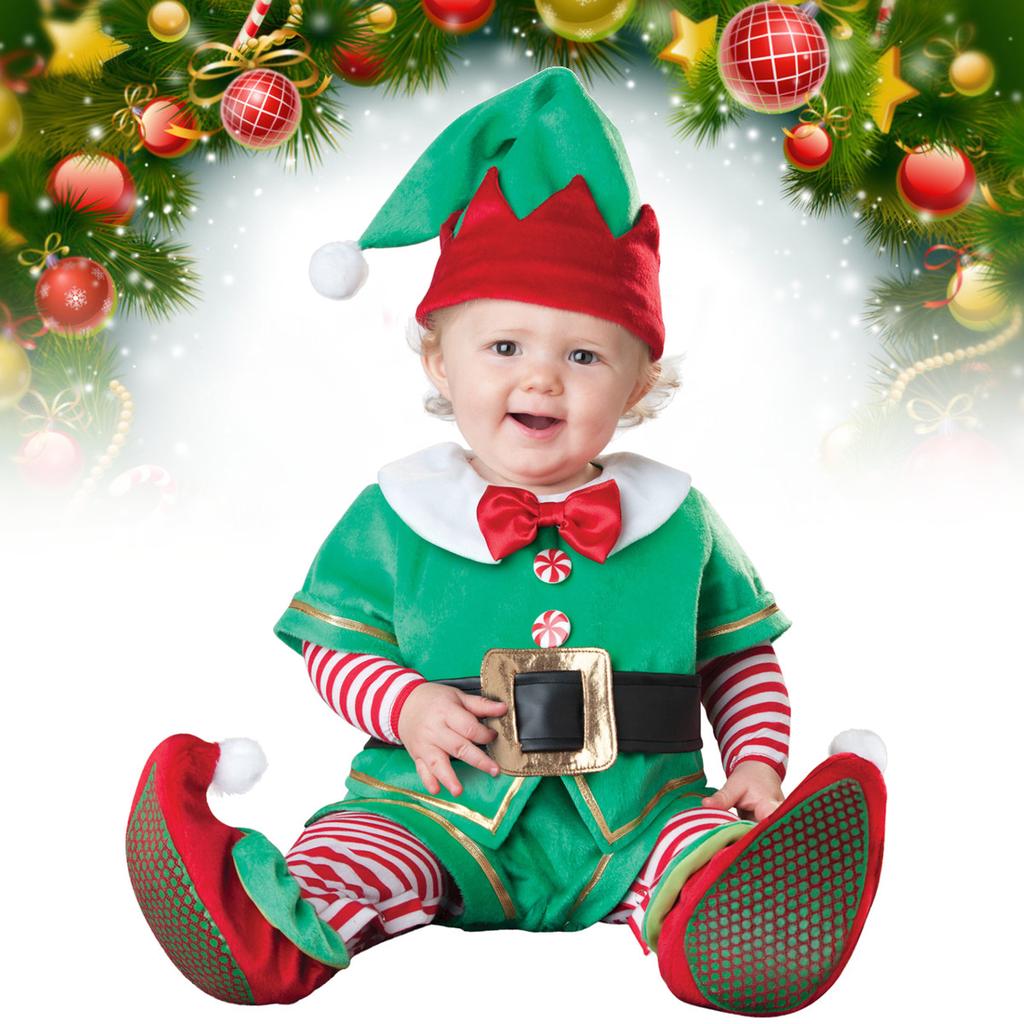 Baby Boys Girls Christmas Outfits Infant Santa Claus Costume Cosplay Coat Xmas Party Photography Props Outfit Set 4PCS