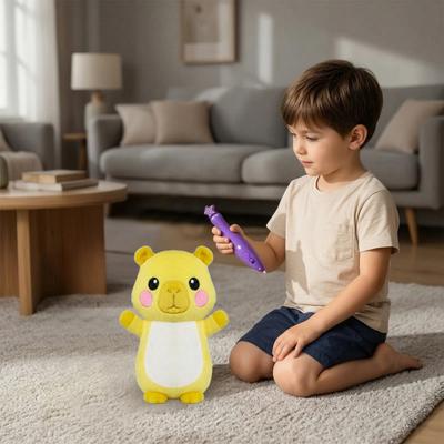 Juguete de Peluche Animal que Brilla en la Oscuridad con Bolígrafo de Luz, Zorro Conejo Oso Pingüino de Peluche Luminoso, Peluche Brillante para Pintar DIY para Niños Pequeños Niños Niñas