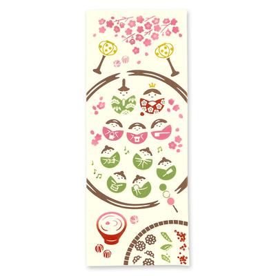 JIKAN STYLE Tenugui Hand Made In Traditional Hinamatsuri Doll Mail 50309 Doll Towel, Stylish, Chusen-dyed, 100% Cotton, Japan, Craft, Kenema,