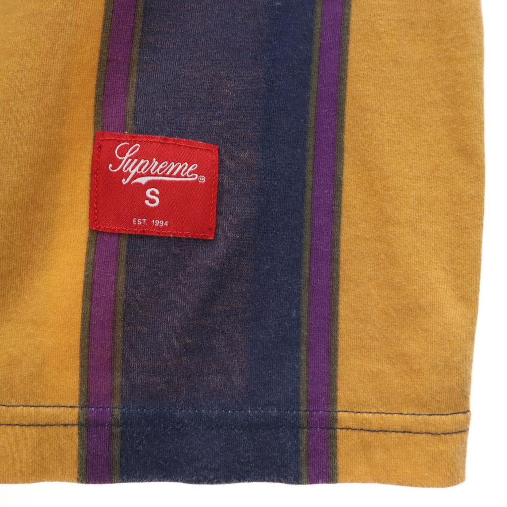 Supreme Striped Pattern Short sleeve Hoodie T-shirt S Navy Men's Used