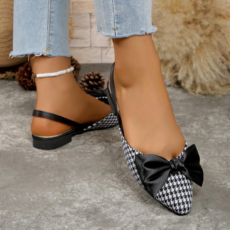 Fashion Women's Fashion Baotou Slippers Spring New Pointed Head Shallow Mouth Butterfly Knot Soft Flat Shoes