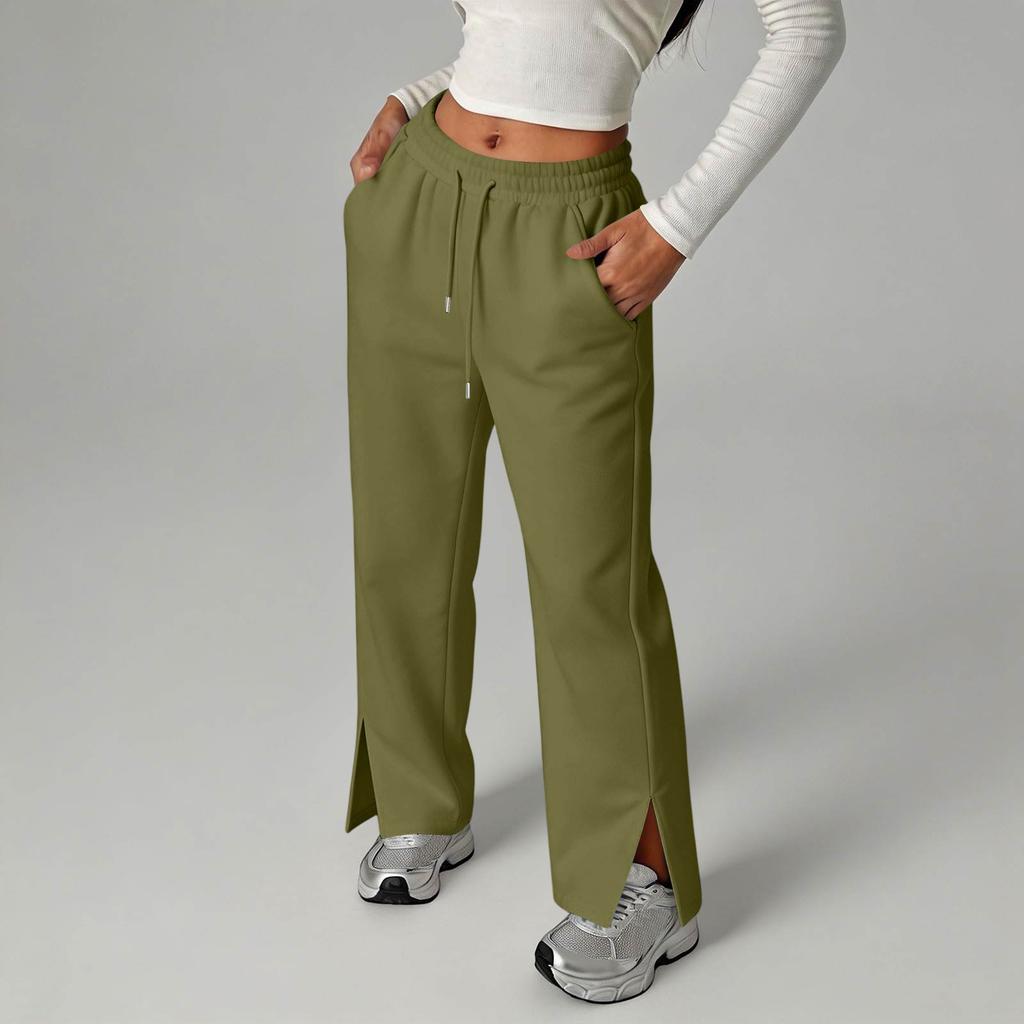 Women's Fashion Casual Wide Leg Sweatpants with Split Hem for Everyday Wear