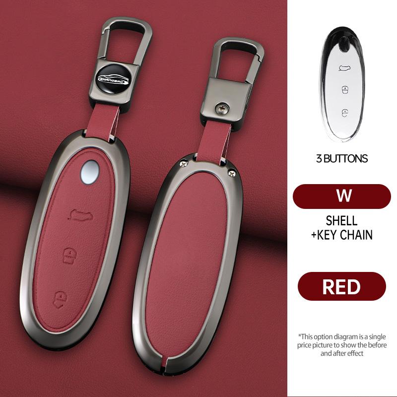 Zinc Alloy + Leather Car Key Case Cover Shell For Dongfeng Nammi 01New Engery High Level Keychain Protective Accessories