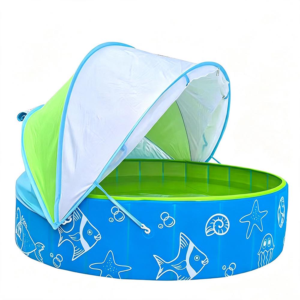 Kids' Foldable UV-Protected Splash Pool with Canopy & Sprinkler