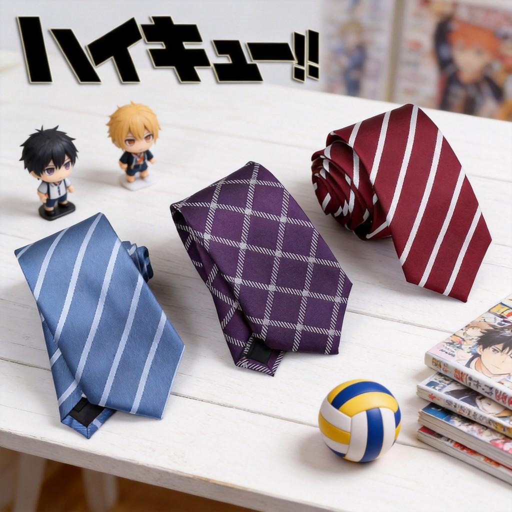 Haikyuu Tailed Sports Team Tie With Striped Pattern For Fans And Casual Wear