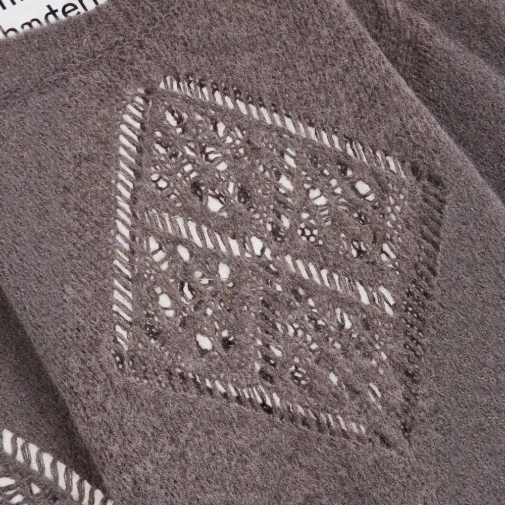 Alpaka-Wolle Ausgehöhlter Lockerer Strickpullover - Herbst/Winter Langarm Einfarbige