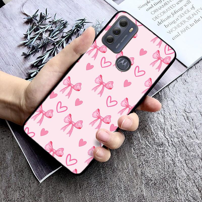 Pink Bow Tie Funda Phone Case For Motorola Moto G85 G55 G05 G14 G75 G31 G50 G10 G20 G30 G60 G13 G32 G84 G54 G53 G72 G24 Power