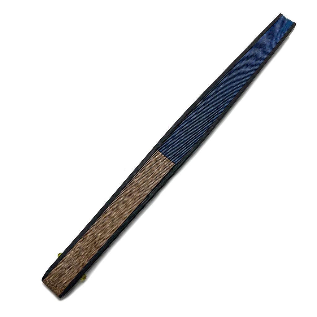 Large Folding Fan Set with Side Lacquer Paper Fan and Fan Bag Gold Side [Hana Kanzashi] Men's Finish, Fan, Case, (22cm) [Colored Lacquer, Blue, 262]