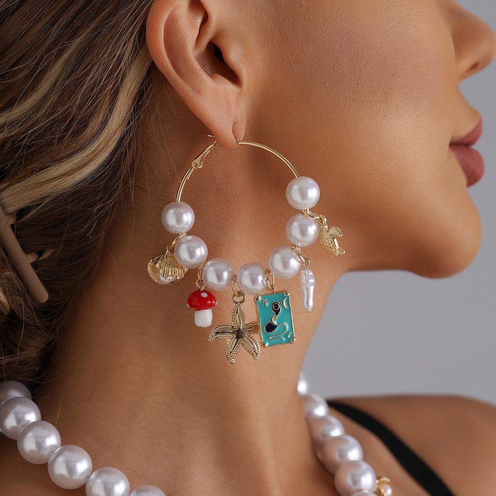 Muschel Seestern Schlüsselbein Anhänger Simulation Perlenkette Schmuck Strandurlaub Statement Halskette