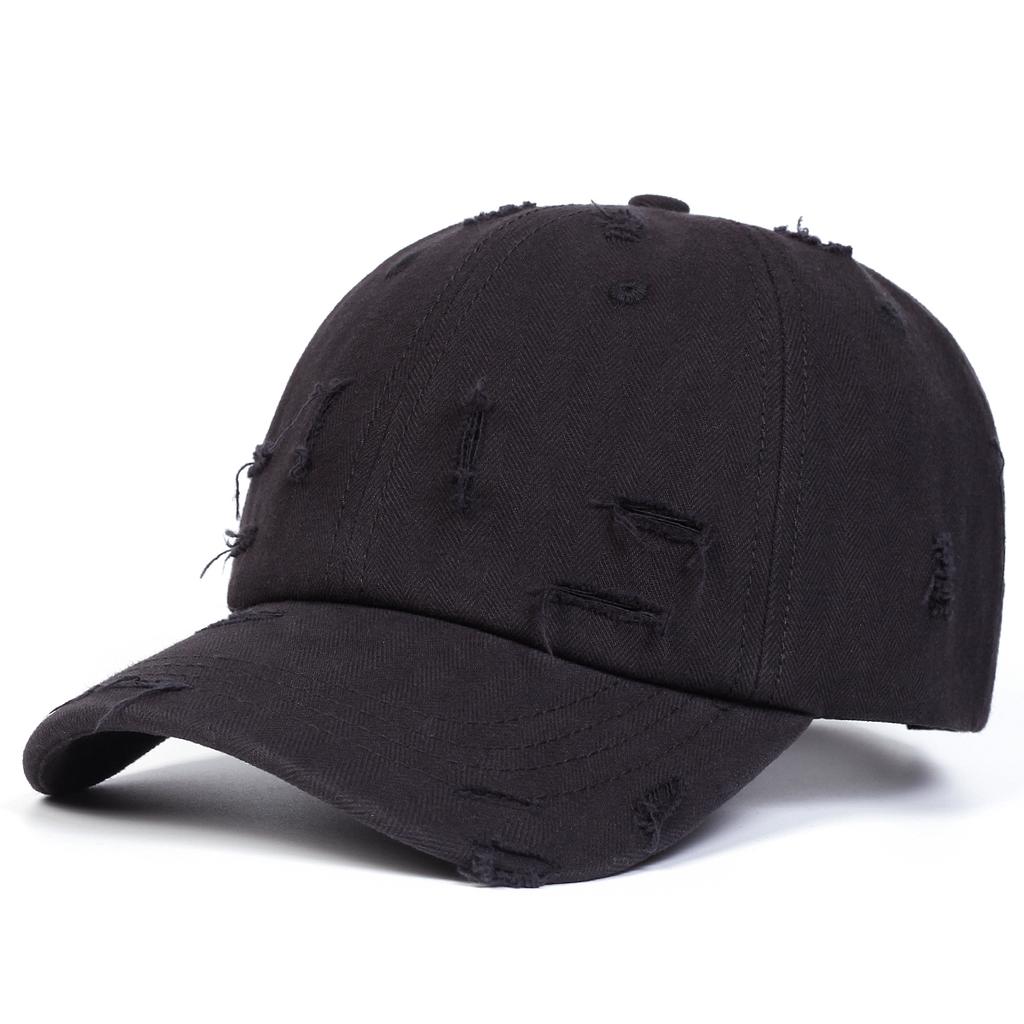 Men Solid Color Vintage Holes Wash Baseball Cap Outdoor Adjustable Sunscreen Leisure Hat Spring Autumn Travel Tourism Beach Vacation