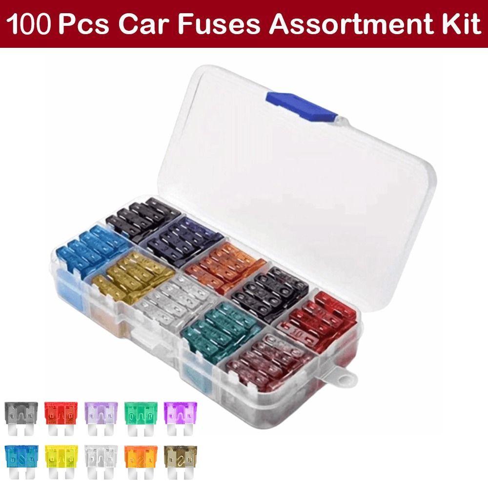 100 Buc Siguranțe Auto Grele Kit Asortat Rezistent la Coroziune Kit Siguranțe Siguranțe Auto Universale