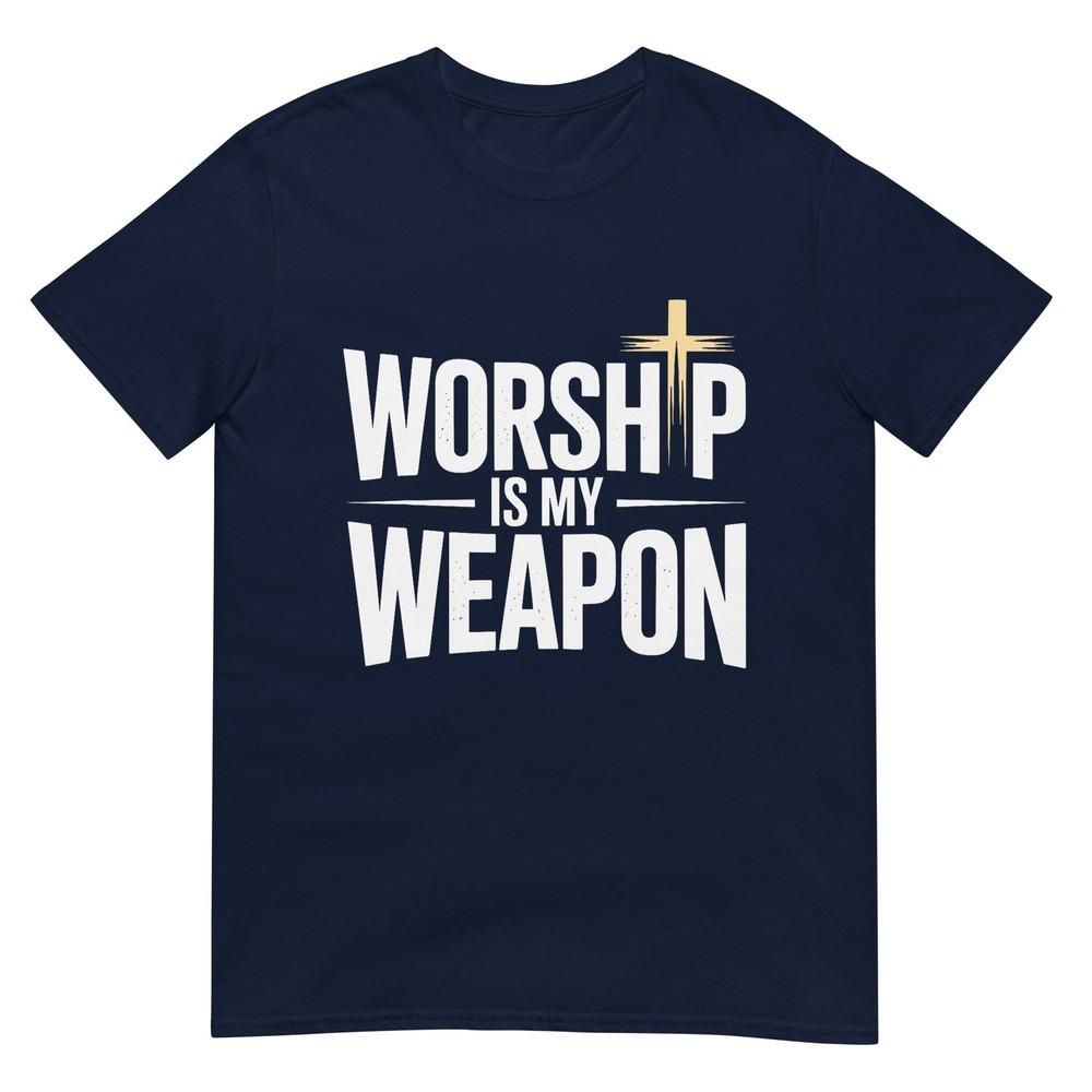 Worship Is My Weapon Christian Cross Faith TShirt S