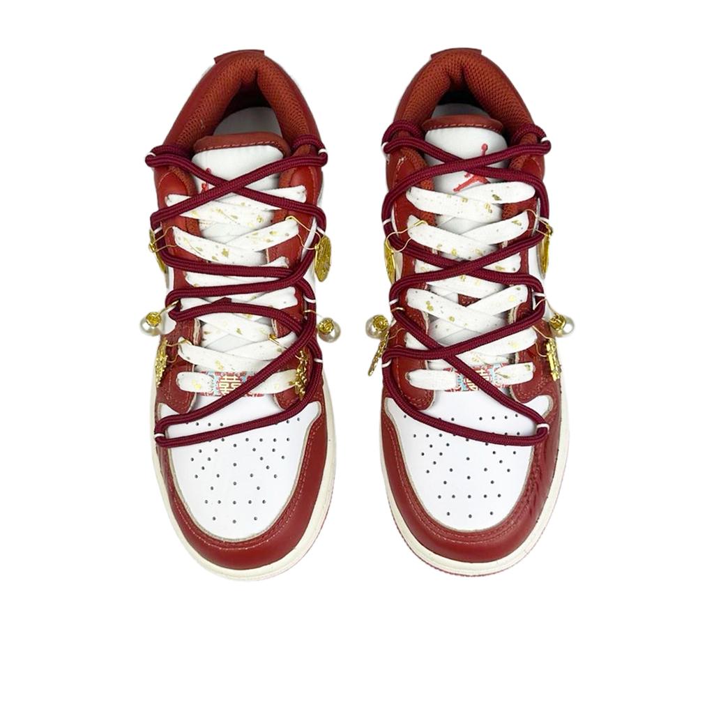 Jordan Air Jordan 1 Abrasion Resistant Abrasion Resistant Low Top Vintage Basketball Shoes GS White Red FJ3465-160(Team40-)