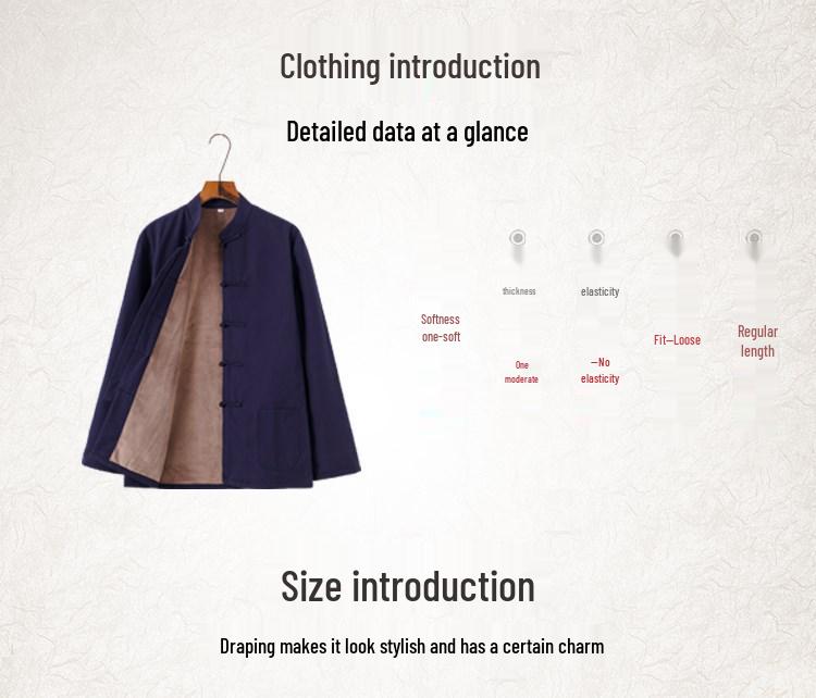 Men’s Winter Cotton Padded Tang Suit Jacket - Chinese Style Stand Collar for Middle-aged and Elderly