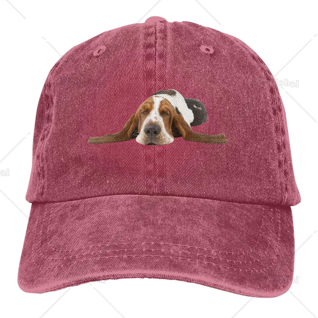 Jeanskappe, Basset Hound Dog Sleep Baseball-Dad-Kappe, verstellbar, klassisch gewaschen, 100 % Baumwolle, Sport für Unisex-Frauen