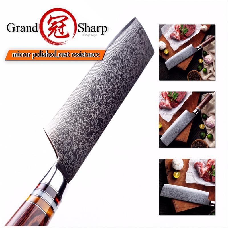 7 Zoll Nakiri Cleaver Messer Japanische Köche Kochwerkzeug Scharfe Damastklinge Gemüseschneider Messer