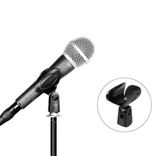 Flexible Large Microphone Clip Mic Holder Adapter for All Handheld Transmitters. Hard and Durable Plastic/Copper Screw Hole.