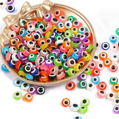 50Pcs Oval Beads Evil Eye Resin Spacer Beads for Jewelry Making