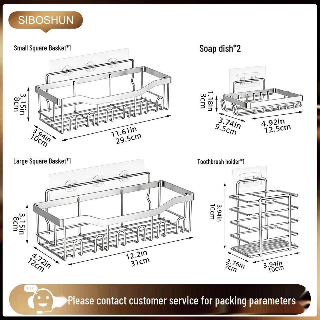 Punch-Free Wall-Mounted Bathroom Storage Rack and Organizer Shelf