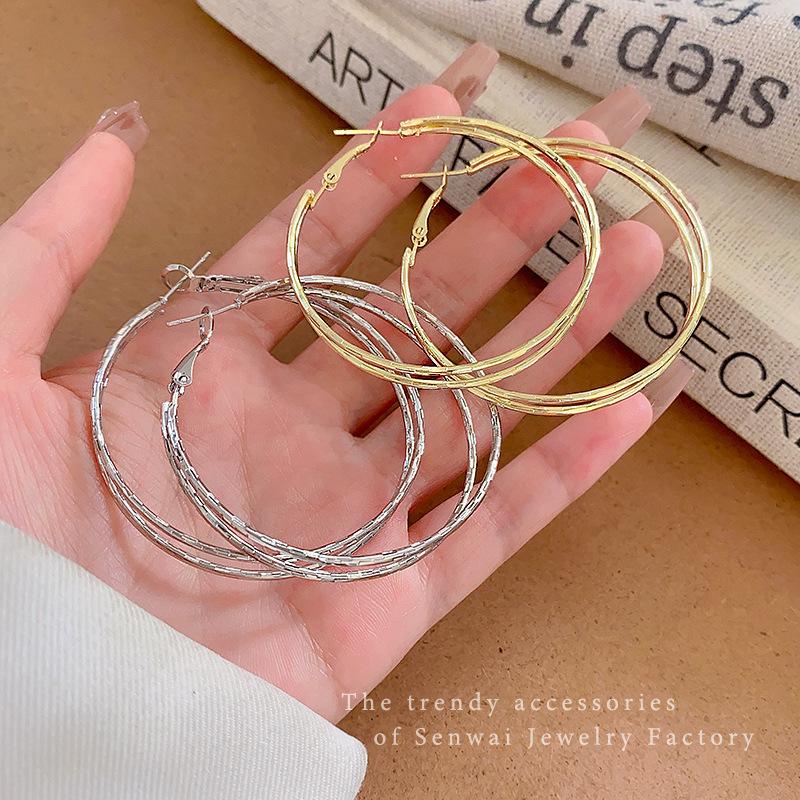 Female Temperament Double-layer Circle Earrings