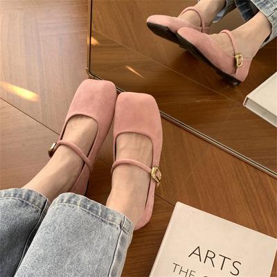 Nischen vielseitige flachsohlige Einzelschuhe Damen neue sanfte flache Suede Mary Jane Schuhe Ballerinas