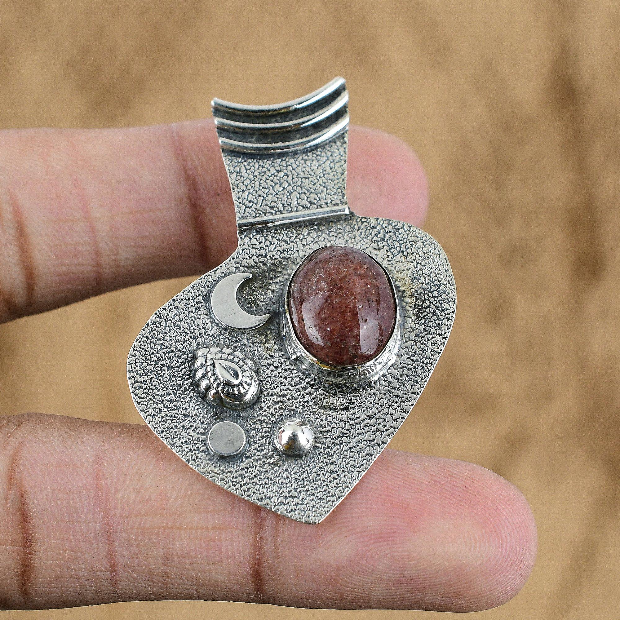 

Oval Sacral Chakra Sunstone Stone 925 Silver Engagement Wedding Pendant Jewelry