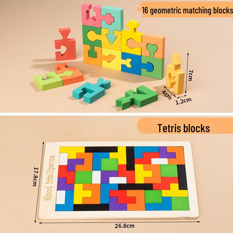 Montessori Geometric Shape Matching Blocks: Develop Hand-Eye Coordination & Logical Thinking in Kids