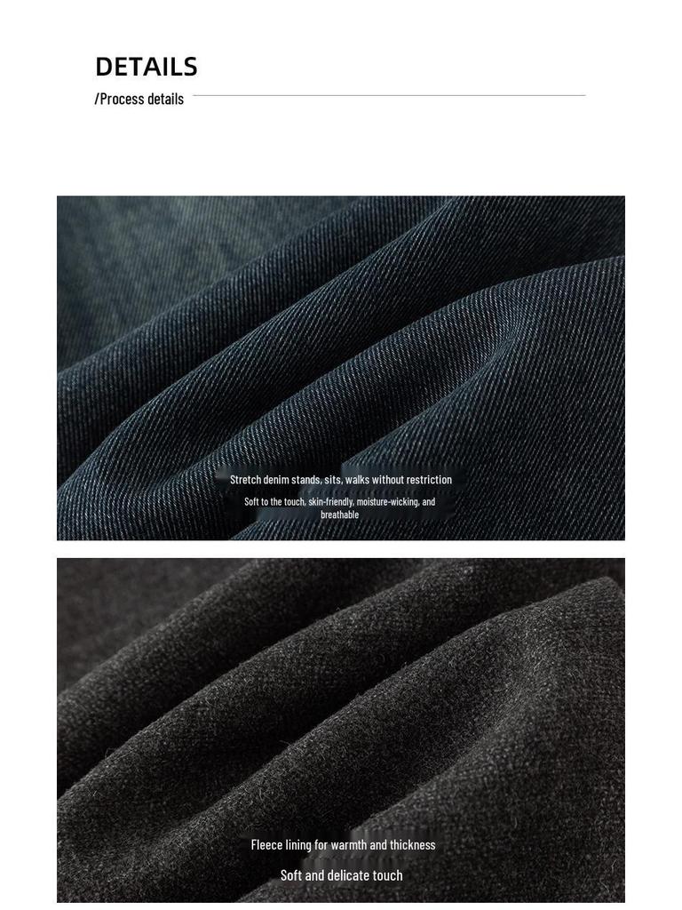 Women's High-Waisted Slimming Fleece Jeans - Cuffed One-Piece, Winter 2024 Casual Fashion