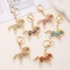 2026 Year of Sparkling Rhinestones Key Chain Horse Keychain Colorful Bag Backpack Hanging Decoration