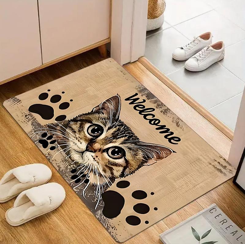 Pets Welcome Door Mat Carpet Mat Rug Home Decoration Entrance Hallway Floor Decor Cute Animal Style Non Slip Rugs Door Mat