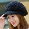 Thicken Warm Women Beret Cap Winter Thicken Knit Hat Elegant Striper Knitted Cap  Women Girls