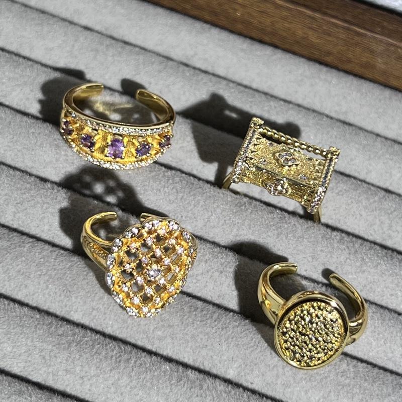 French Retro Barn Style Hollow Open Ring, High-End Sense Light Luxury Fashion Personality Niche Design Ring