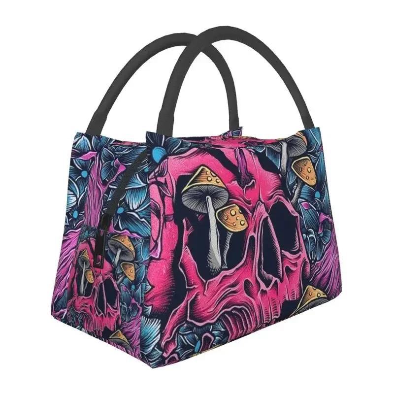 Mushroom Trippy Psychedelic Neon Pastel Goth Insulated Lunch Bags Leakproof Cooler Thermal Lunch Box Beach Camping Travel