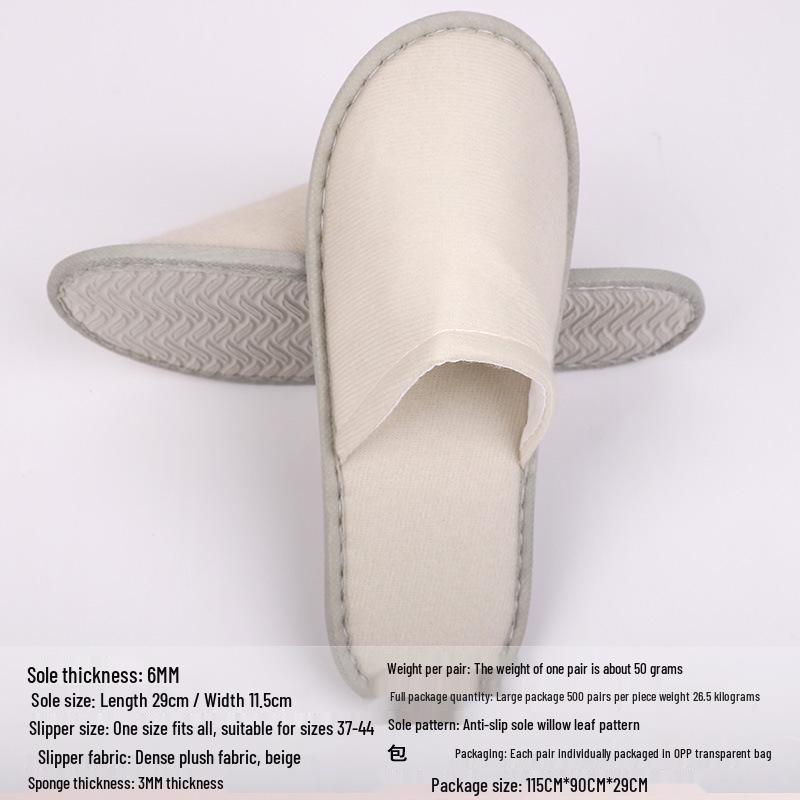Portable Thick Cotton & Linen Disposable Slippers for Hotels, B&Bs, Guest Houses, and Travel