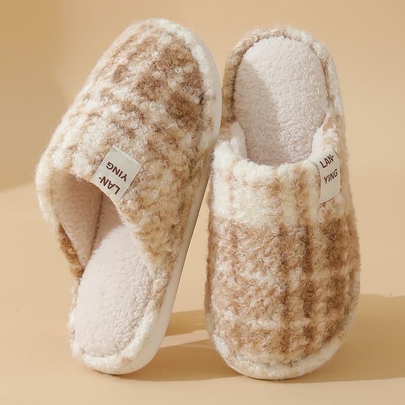 

Winter high-end cotton slippers indoor home soft bottom non-slip piled warm large size plush cotton tow 40-41 [Suitable for sizes 39-40]