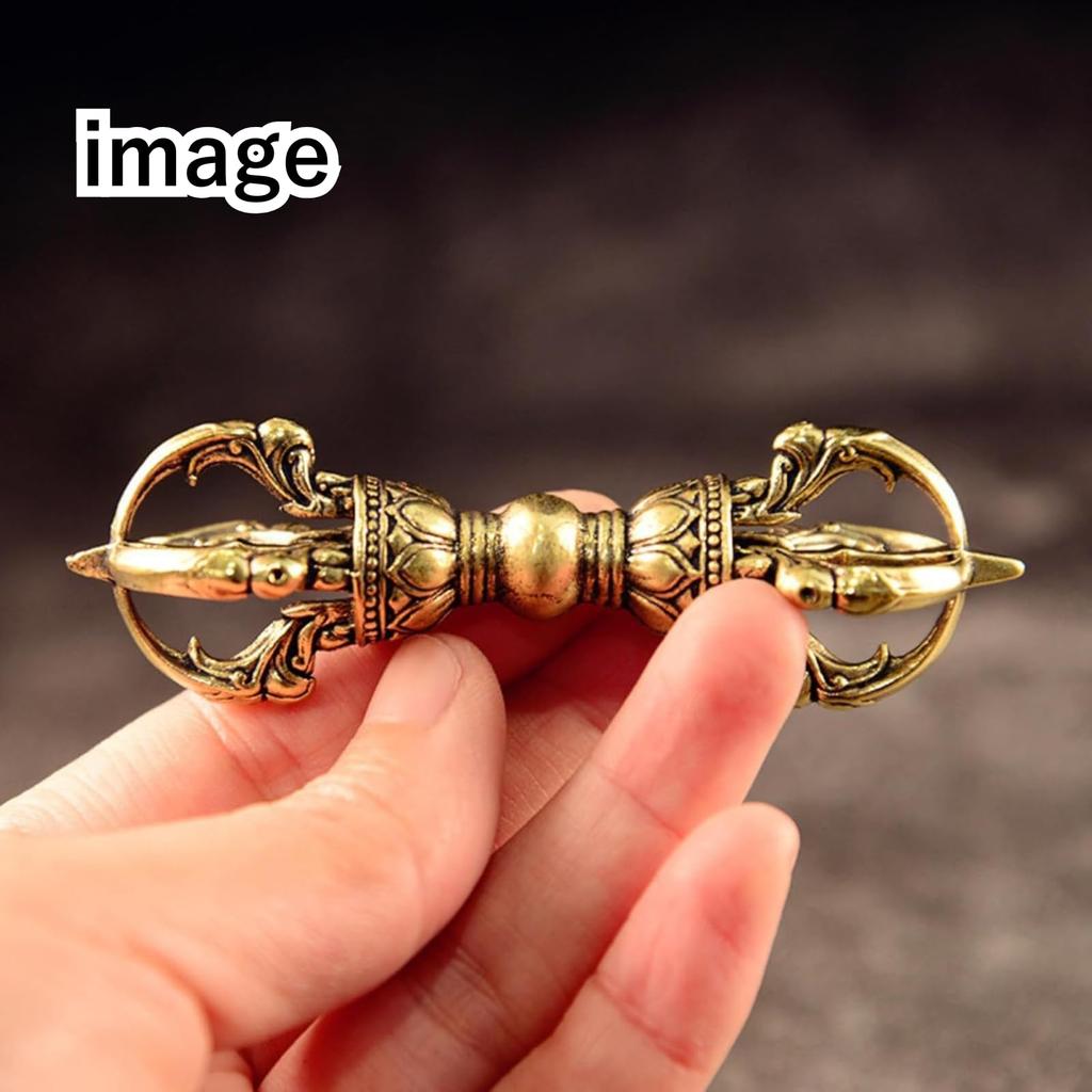 PLEGOOD Vajra (Nine-pronged Vajra) - Brass - Esoteric Buddhist Ritual Implement - Amulet for Protection Against Evil Spirits and Misfortune - Meditati