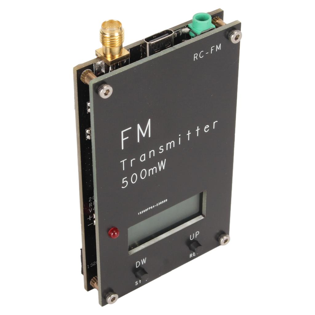 Transmisor FM de 500mW con pantalla LCD 2000M 500mW 88‑108MHz Transmisor FM Estéreo con USB Tipo C