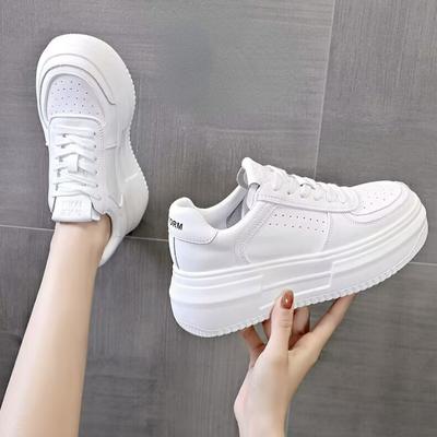 Moda 2024, piele nouă, alb, ocazional pentru femei, pantofi vulcanizați, sport, respirabil, mers, alergare, cu platformă, pantofi plate