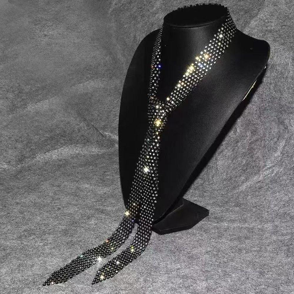 Svart Strassslips Koreansk Strassslips Mode Långt Halsband JK Uniform Dekoration