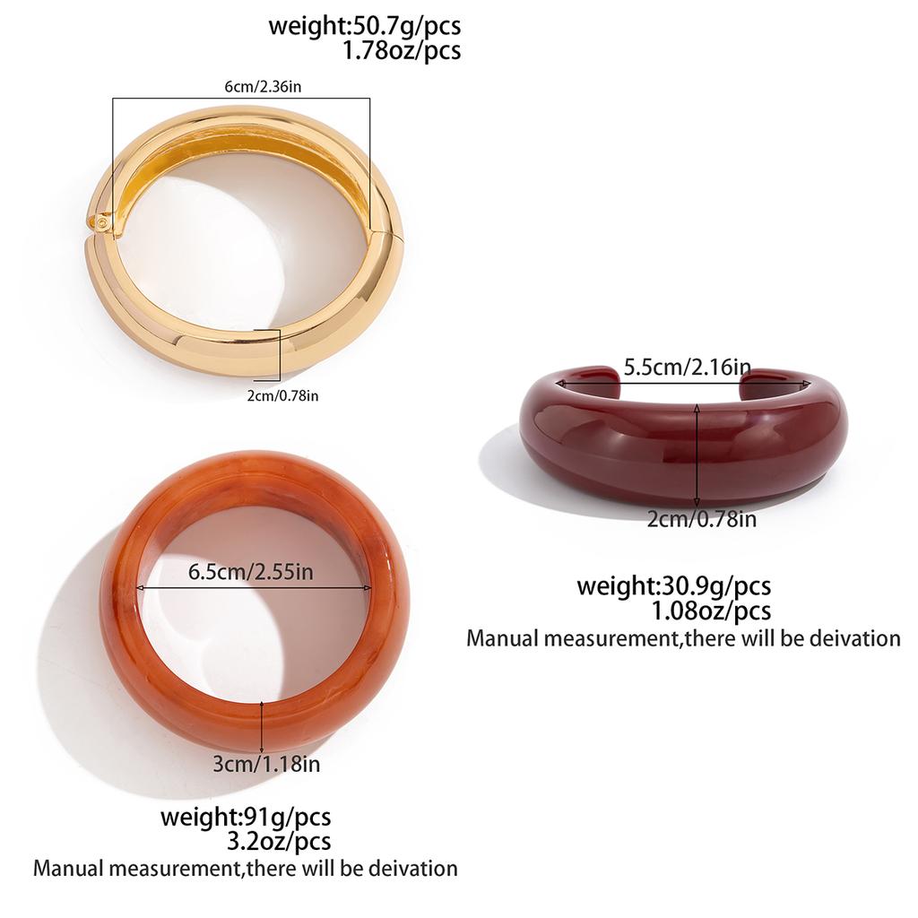 Ingemark 2026 Trendy Irregular Thick Resin Bangle Bracelets for Women Vintage Unique Wide Cuff Bracelet Party Beach Jewelry