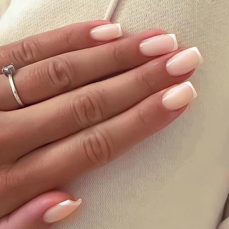 Elegant French Square Long-Lasting Wearable Nail Art Tips, 24 Pieces