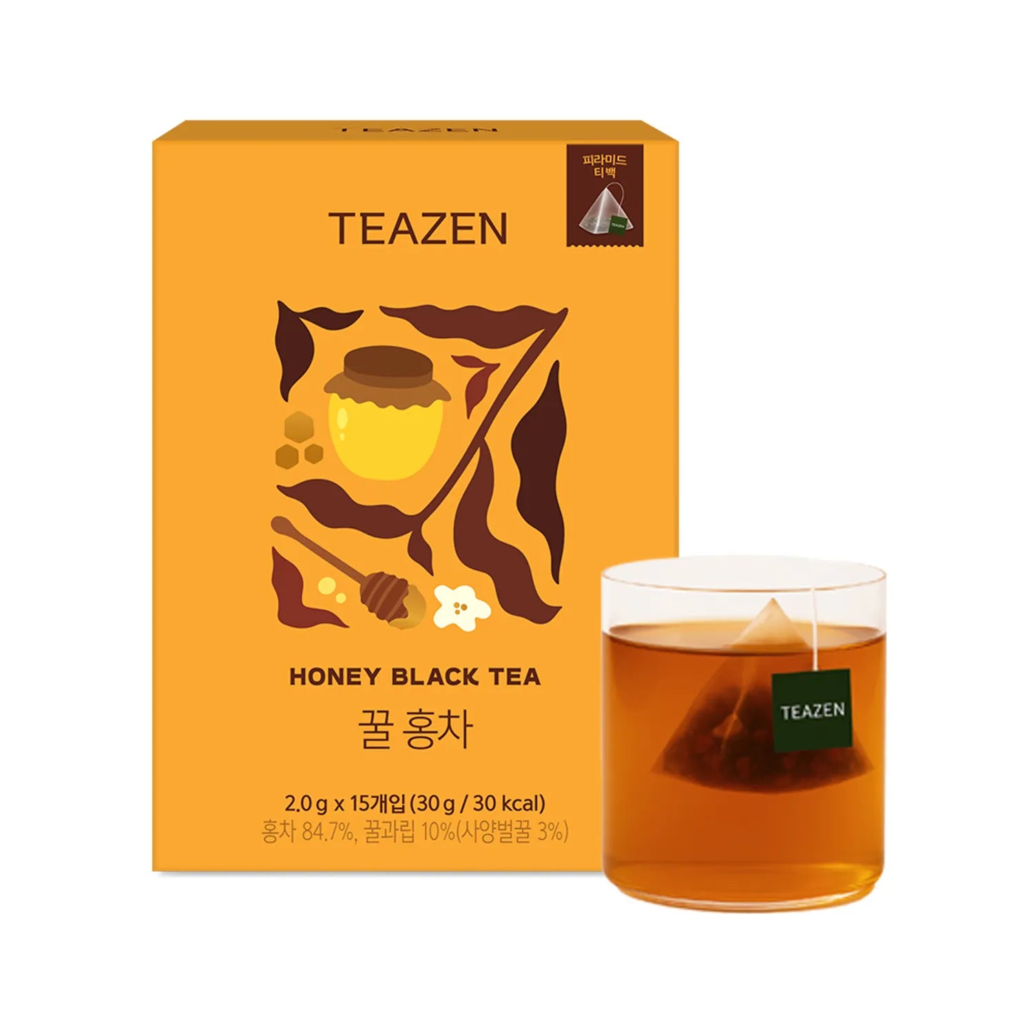 Teazen Honey Black Tea Zero Sugar Instant Korean Tea Drink 15 Sticks Tea Drink 15 Sticks