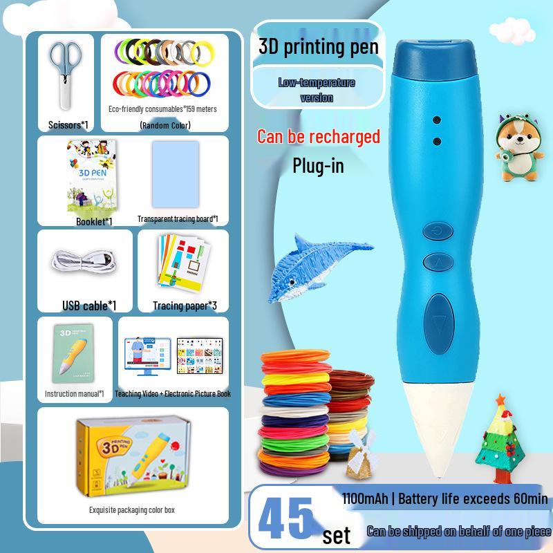 Rechargeable Low Temperature 3D Printing Pen for Kids - 1100mAh PCL Children's Day Gift