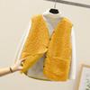 Women's V Neck Sleeveless Fleece Vest Loose Fit Casual Warm Waistcoat Jacket