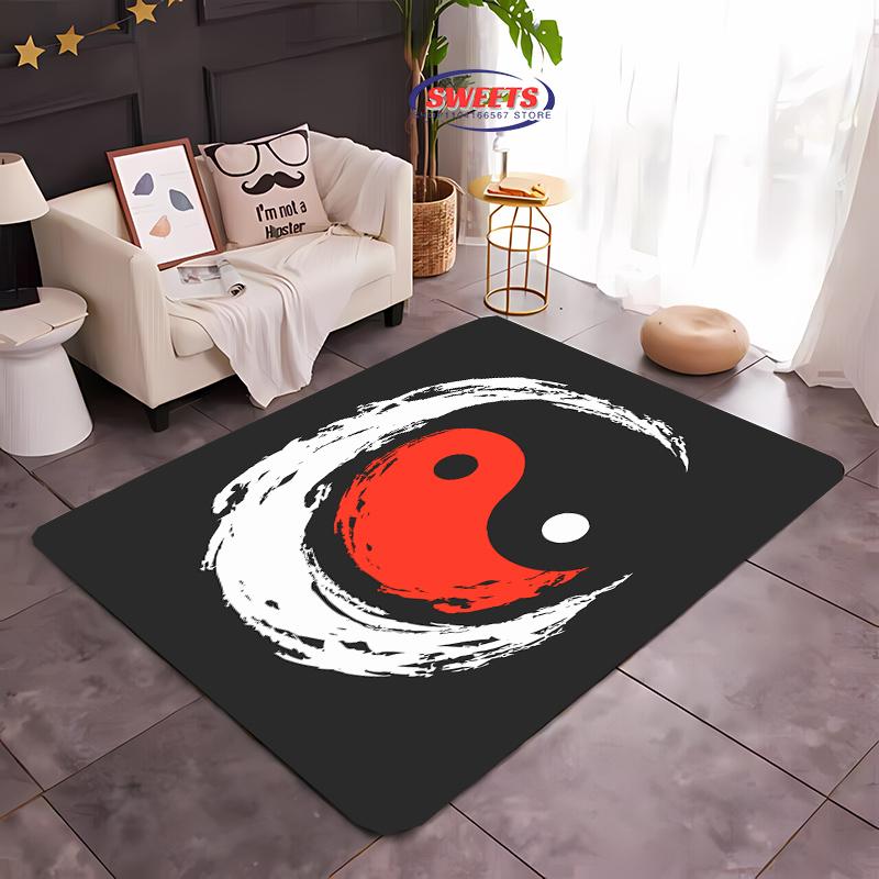Alfombra Tai Chi Arte Secreto Chino Antiguo, Alfombrilla para Sala de Estar Dormitorio Sofá Cocina Felpudo Decoración, Alfombrilla Duradera Antideslizante para Suelo de Niños