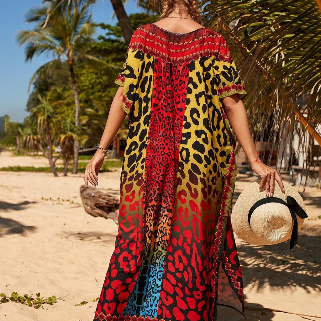 Leopard Print Evening Dress for Women - Colorful, Loose, Plus Size